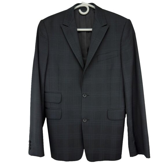 PHILIPPE DUBUC Single Breasted Plaid Dark Gray Blazer & Pants Suit Size 38R / 30 - Picture 1 of 10
